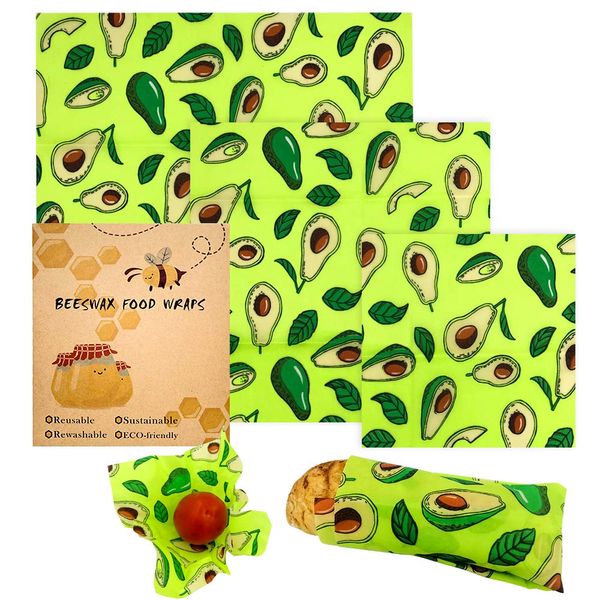 HEARTST Beeswax Wraps, Mitswax Wraps, Eco Wrap, Beeswax Kitchen Food Reusable 100% Natural Food, Fruits, Washable Wrap, Kitchen Wrap, Natural Food Wrap, Beeswax, Souvenir Gift, Set of 3 (D)