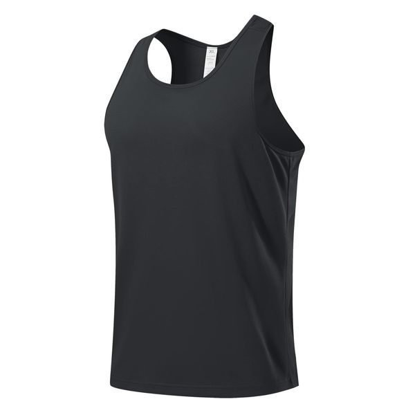 USUN Herren Kompressionsshirt Sports Tank Top Ärmelloses Funktionsshirt Laufshirt Y-Back Gym Fitness Trägershirt Herren Sport Tank Top Muskelshirt Funktionelle Quick-Dry Gym Shirt(Black-L)