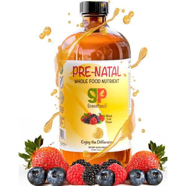 Organic liquid Prenatal Vitamins for Women - Prenatal Iron & Folate, Pre Natal Multivitamin for Women, Women's Prenatal Multivitamin, Vegan Prenatals Halal Kosher Friendly Prenatal Vitamin, 32 Serving