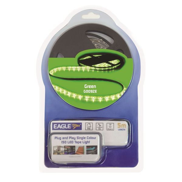 Eagle 12V Single Colour LED Tape Light Kit 5M With PSU (Green)