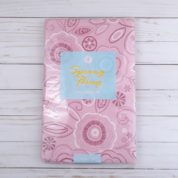 Vinyl Tablecloth Pink Spring Flowers 52x70