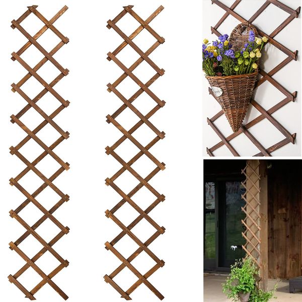 Wooden Lattice Wall 2Pack-Expandable Plant Garden Trellis for Climbing Plants Outdoor Air Plant Vertical Rack Wall Decor for Room Patio