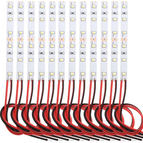 VISSQH 12pcs House Lighting 10cm 6-LED White with Cable 15cm 12-18 V Modellbau Beleuchtung,Modelleisenbahn Beleuchtung,Model Making LED Lighting（self-Adhesive）