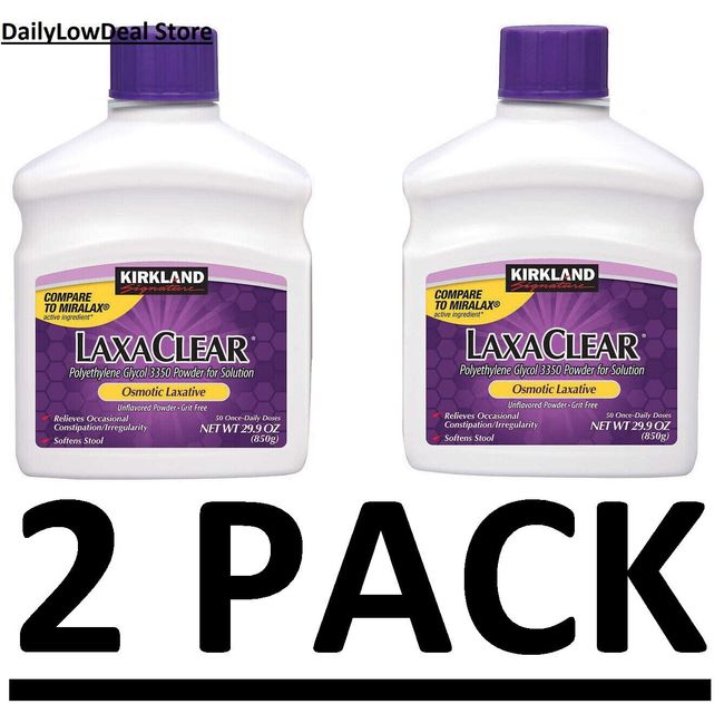 Laxative Polyethylene Glycol Kirkland Signature LaxaClear 100 Doses VS MiraLAX