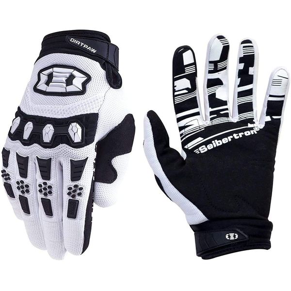 Seibertron Dirtpaw Handschuhe Unisex BMX MX ATV MTB Rennrad Mountainbike Fahrrad Offroad/Dirtbike Handschuhe für Straßenrennen und Motorcross Sport mit Touch-Erkennung Vollfinger Design Weiß M