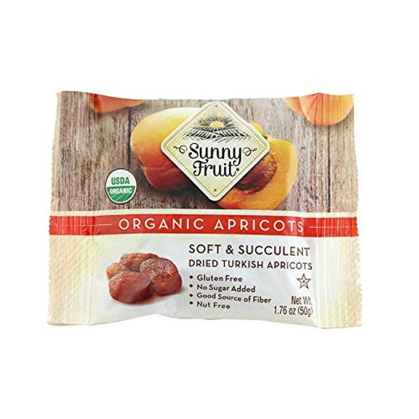 Sunny Fruit Organic Apricots, Soft & Succulent Dried Turkish Apricots- 12 Portion PK