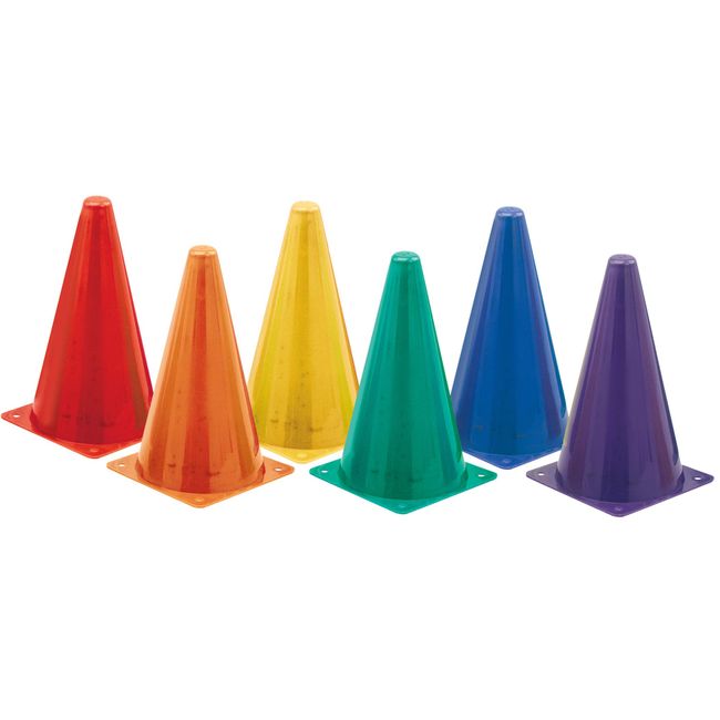 Champion Sports High Visibility 9" Plastic Cone Set for Athletics and Social Distancing, Assorted Colors