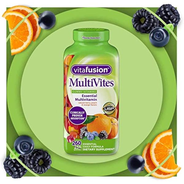 Vitafusion MultiVites Essential Multivitamin Natural Berry, Peach and Orange Flavor 260 ct.