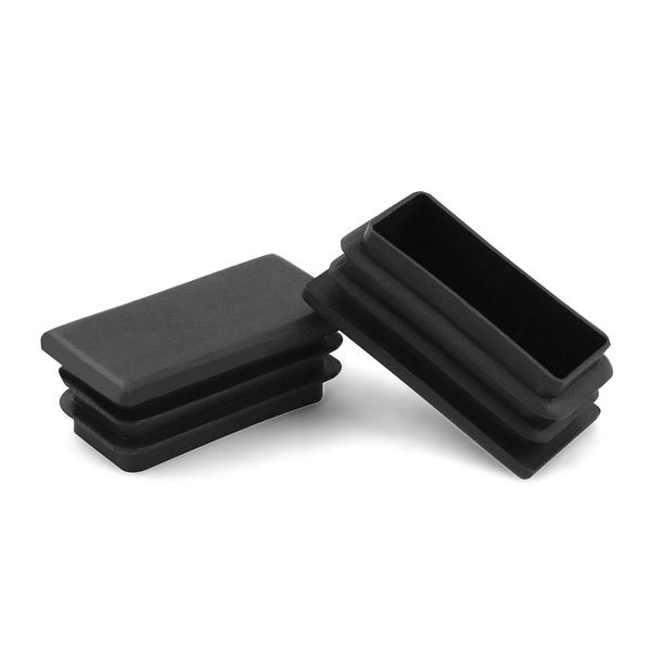 QWORK 10 PCS 1" X 2" Rectangle Black Plastic Plug End Cap for Pipe Tubing, Chair Leg