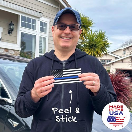 Stickios Thin Blue Line Sticker - Back The Blue American Flag Decal - Support Police Sticker for Cars, Trucks & Windows - Made in The USA (5.8 x 3 inches) - Blue Line Classic