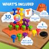 Skoolzy 34 Pc Foam Stacking Set with Lacing & Storage for Ages 2-4