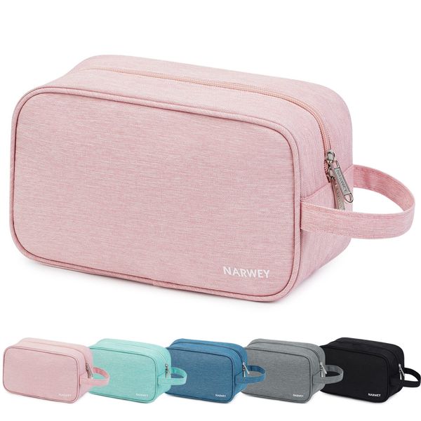 Narwey Travel Toiletry Bag for Women Traveling Dopp Kit Makeup Bag Organizer for Toiletries Accessories Cosmetics (Pink)