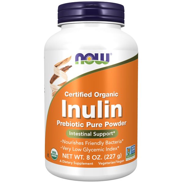 NOW Foods Supplements, Inulin Prebiotic Pure Powder, Certified Organic, Non-GMO Project Verified, Intestinal Support*, 8-Ounce