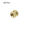 sourcing map M3 x 4mm(L) x 5mm(OD) Female Thread Brass Knurled Threaded Insert Embedment Nuts, 300Pcs