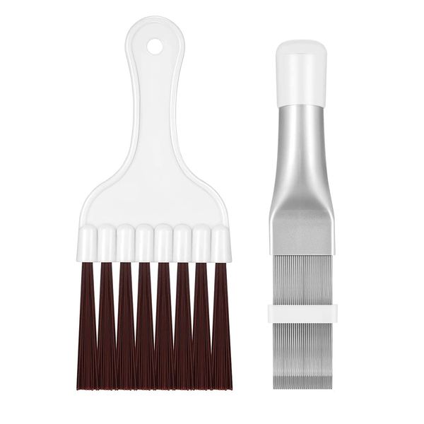 2 Pcs Air Conditioner Condenser Fin Cleaning Brush, Condenser Coil Brush, Fin Cleaner Whisk Brush, AC Fin Comb Stainless Steel, Fin Evaporator Radiator Repair Tool