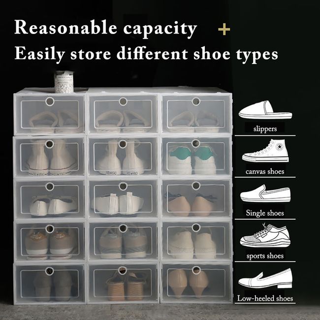 Transparent Shoe Organizer, Foldable Shoe Storage Box, Dustproof