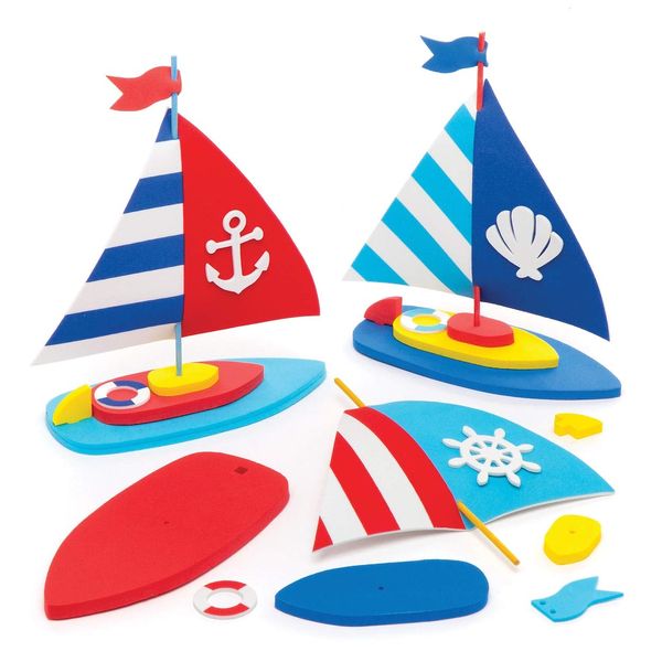 Baker Ross AW457 Make Your Own Sailboat Kit (Pack of 3) Craft kits for Kids, Party Fillers and Activities.