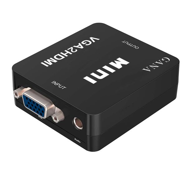 GANA VGA auf HDMI Konverter | VGA zu HDMI Adapter 1080P HDTV mit Audio Kabel und USB Stromversorgungskabel für TV, Computer, Projektor, Laptop, DVD