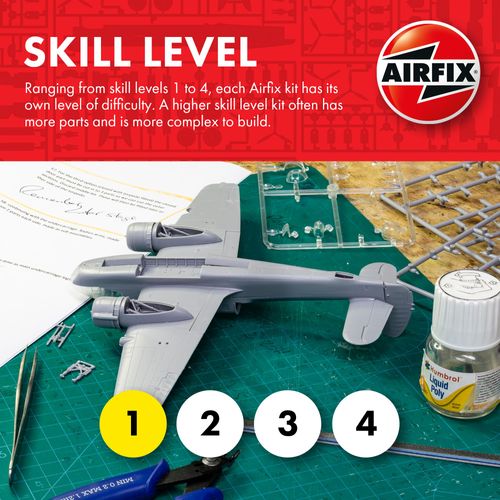 Airfix Model Set - A01008B Messerschmitt Bf109E-4 Model Building Kit - Plastic Model Plane Kits for Adults & Children 8+, Set Includes Sprues & Decals- 1:72 Scale Model