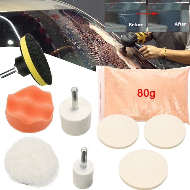8PCs/Kit 70G Cerium Oxide Powder Auto Window Glass Windshield Polishing Kit  For Deep Scratch Removal