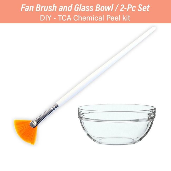 2-Pc Set Mask Fan Brush, Glass Mixing Bowl Facial Chemical Peel (SB4022-JB3812)