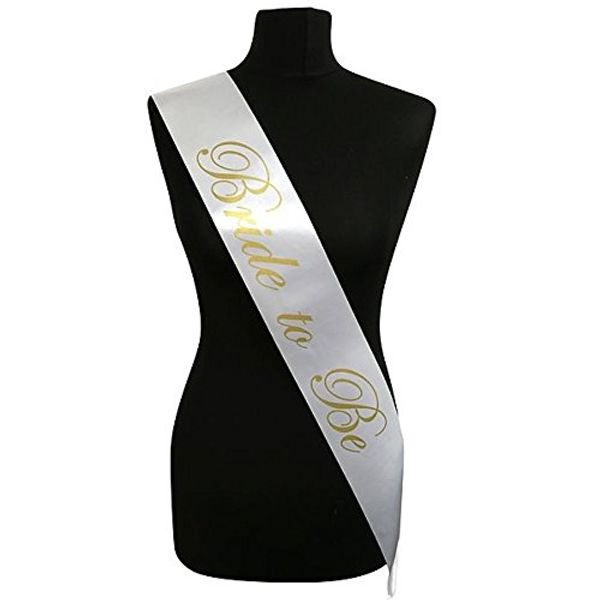 White With Gold Writing ‘Bride To Be’ Sash