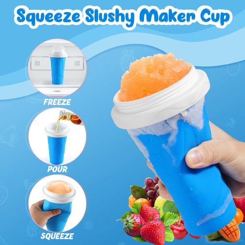 Slushie Maker Cup, DIY Magic Squeeze Slushy Cups, Portable Frozen Smoothies Cups for Juice Milkshake Yogurt Ice Cream Make, Reusable Cooling Cup for Family Friends(Blue)