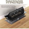 2PCS Black Floor Vent Cover 4" x 10" in Adjustable Deflectors For Office Ceiling