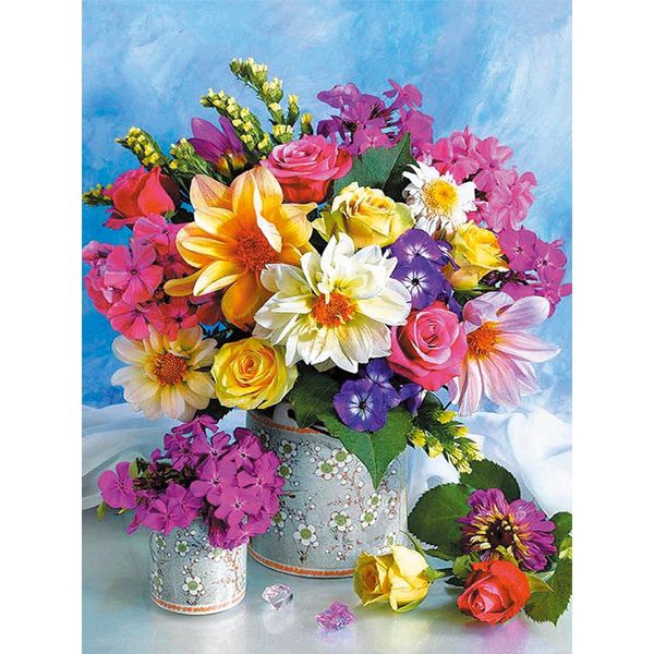 OWN4B Cross Stitch Kits Stamped, Flowers in Vase Printed Pattern 11CT 14.2x18.1 inch DIY Embroidery Kit (Flowers)