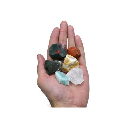 Crystals for Pain Relief Manifestation, Set of 6 Blood Stone, Amazonite, Clear Quartz, Red Jasper, Lace Agate and Moss Agate Healing Crystals and Stones