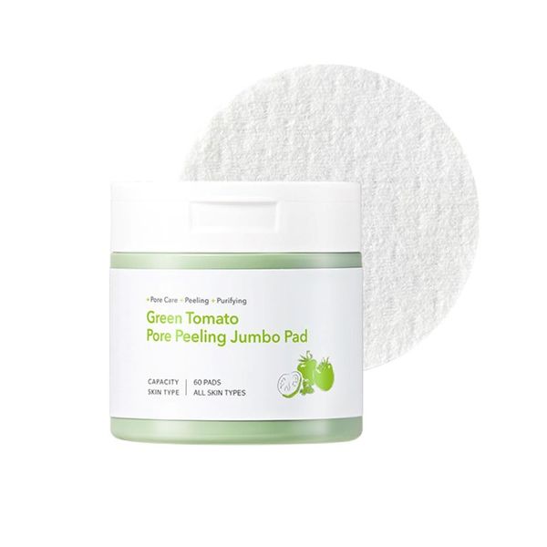 SUNGBOON EDITOR Green Tomato Pore Peeling Jumbo Pad 60 Sheets | Facial Toner Pads for Minimizing pores & Soothing & Deep Hydration | PHA, Hyaluronic Acid | Korean skincare