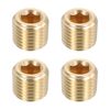 uxcell 4pcs Brass Pipe Plug Fitting 1/16" PT Female Hex Countersink Plug Internal Thread Socket Pipe Plug Used to Close Pipe End Air Tank