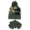 Thingimijigs Boys Camo Pattern Knitted Bobble Hat and Matching Touch Screen Magic Gloves Set - Bkhaki