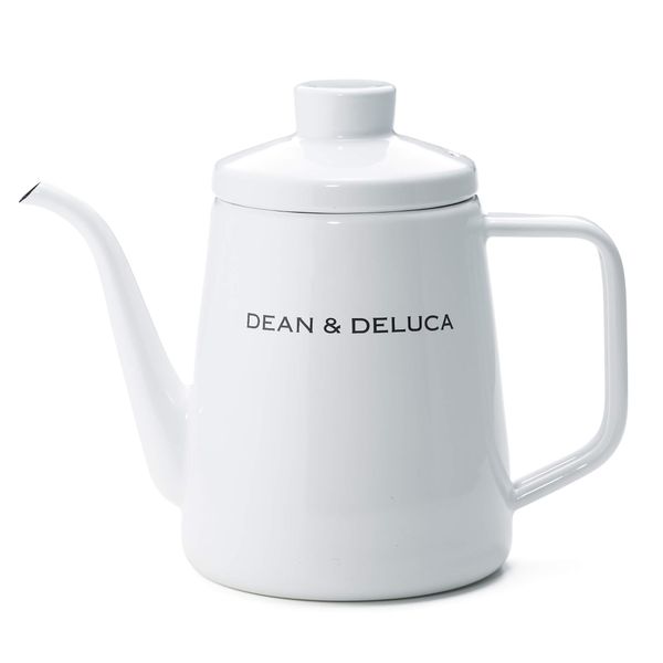 Dean & Deluca Enamel Kettle, White, 3.2 gal (1.0 L), Heat Resistant, Induction Compatible, Direct Fire, Kettle, Height: Approx. 6.7 inches (17 cm) (without lid: Approx. 5.1 - 5.5 inches (13 - 14 cm),