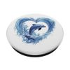 Dolphin Heart Waves Sea Ocean Illustration PopSockets Swappable PopGrip