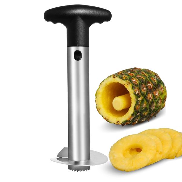 Asdirne Pineapple Cutter, Pineapple Corer with Food Grade Stainless Steel Blade and ABS Grip, Pineapple Peeler, Black, 24CM