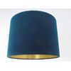 Teal Velvet Brushed Gold Drum Lampshade