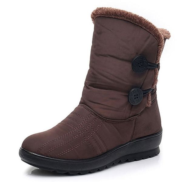 beyarnewinter Shoes Snow Boots Warm Ankle Boots Waterproof Wedges Plush Platform Ladies Women Boots Winter, Wine Red, 6