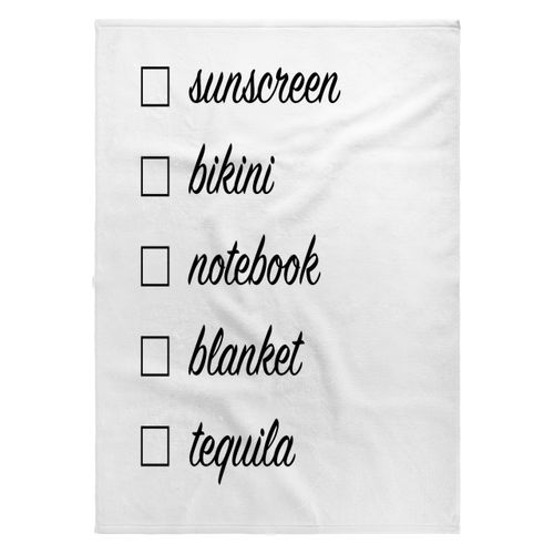 3dRose 22x30 Bath Hand Pool Towel - Sunscreen Bikini Notebook Blanket Tequila Vacation Checklist Anne Collections Quotes