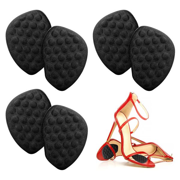 6pcs Foot Pads, Foot Gel Pads Anti-Slip Forefoot Pads Ball of Foot Cushions for High Heels High Heel Comfort Pads for Women Shoe Inserts for High Heel and Open Toe Shoes (Black)