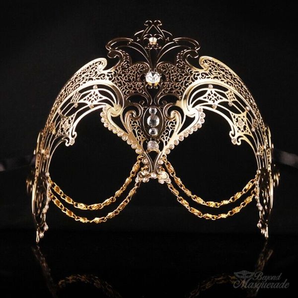 Chain Accents Metal Masquerade Mask GOLD