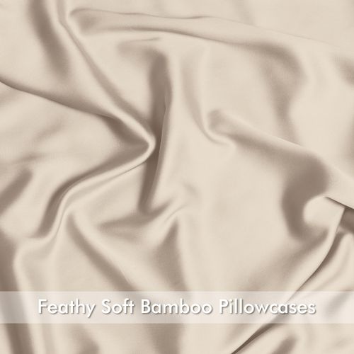 4 Pack Cooling Pillowcasess for Hot Sleepers & Night Sweats, 400 TC Bamboo Viscose Pillow Protectors, Zippered Pillow Cases Queen Size, Breathable Silky Soft Pillow Covers, Beige, 20x30