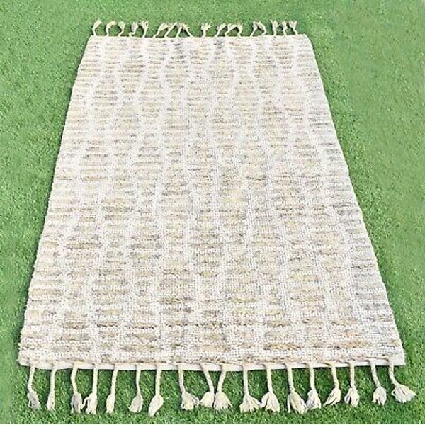 5x8 Ft. Carpet Indian Runner Wool & Cotton  Rug Handmade Dhurrie Woven Door Mat