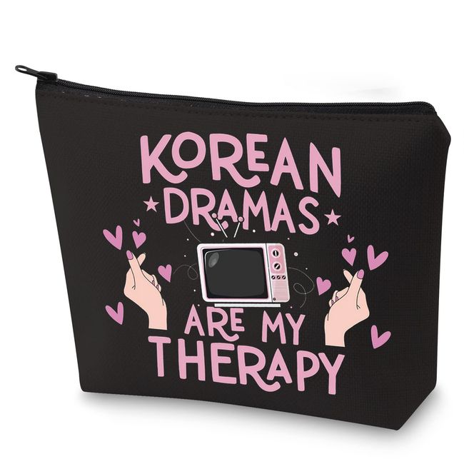 WZMPA Kosmetiktasche, K-Drama-Liebhaber, Geschenk, koreanische Dramen sind meine Therapie, K-Drama, Reißverschluss-Tasche für Frauen und Mädchen, Koreanische Dramas Bl, Passform