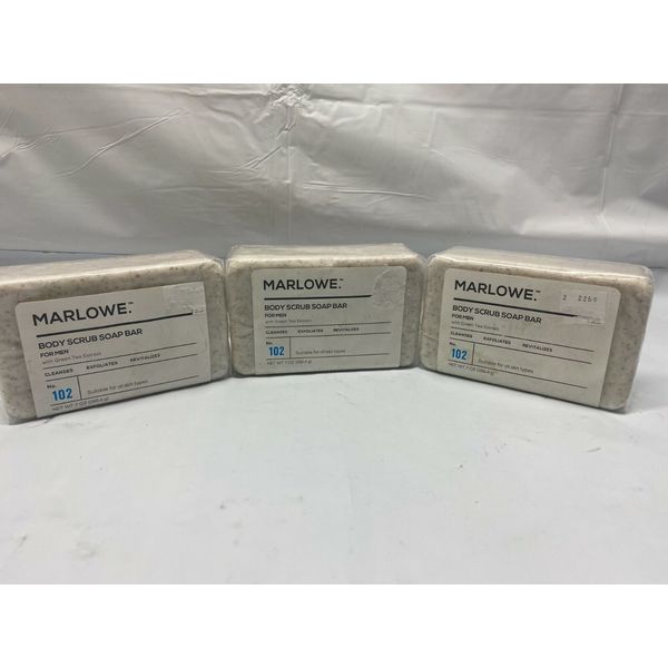 *lot of 3* MARLOWE Men's Body Scrub Soap, 7 oz,  Best Exfoliating Bar for Men