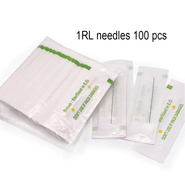 Tattoo Needles 1RL Disposable Sterile Professional Eyebrow Pen Machine Permanent Makeup Kit 100 Pieces