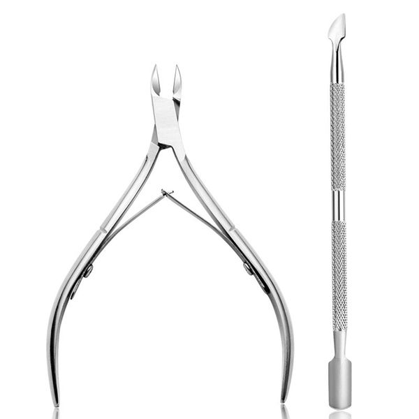 Cuticle Remover and Cuticle Pusher Set Stainless Steel Cuticle Cutter Nail Tools with Cuticle Scissors for Manicure and Pedicure, Remove Dead Skin Toenails Cleaner