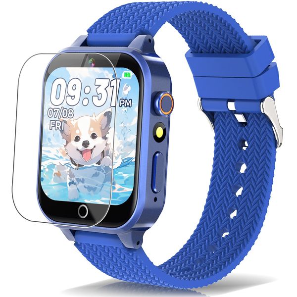 TGFBH Kids Smart Watch for Girls Age 5-12 Toys with 26 Games 2 Screen Protectors HD Touchscreen Video Camera Music Player Pedometer Learn Card Audiobook Toddler Watches Boys Birthday Gifts (Blue)