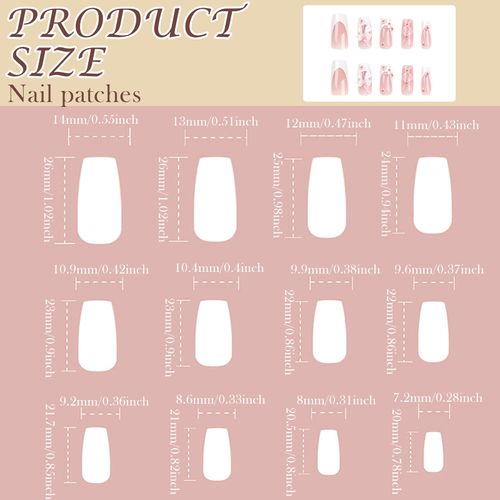 24 Pezzi Unghie Finte Quadrate Francesi, Unghie Finte a Pressione Rosa Nudo, Unghie Artificiali Francesi con Colla, Manicure Artificiali Lucide a Copertura Totale, Press-on Nails per Donne e Ragazze