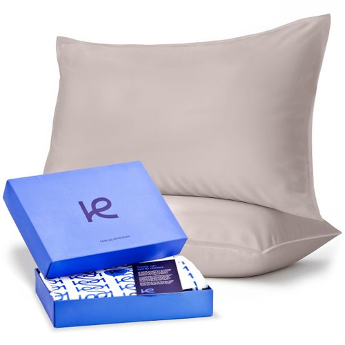 Kickoff Viscose Bamboo Pillowcase, Queen, Set of 2, 100% Organic Hidden Zippered Viscose Bamboo Pillow Case Queen Size, Cooling Pillow Cover for Hot Sleepers (20"x30", Grey Mist)